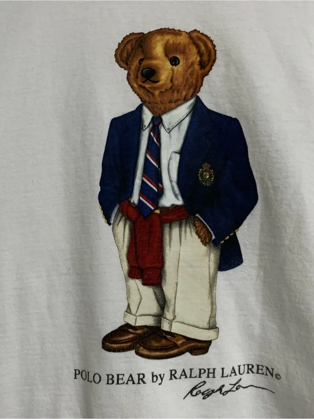 Vtg Polo Bear Ralph Lauren Tshirt Mens XL Graphic White Preppy Classic Academia